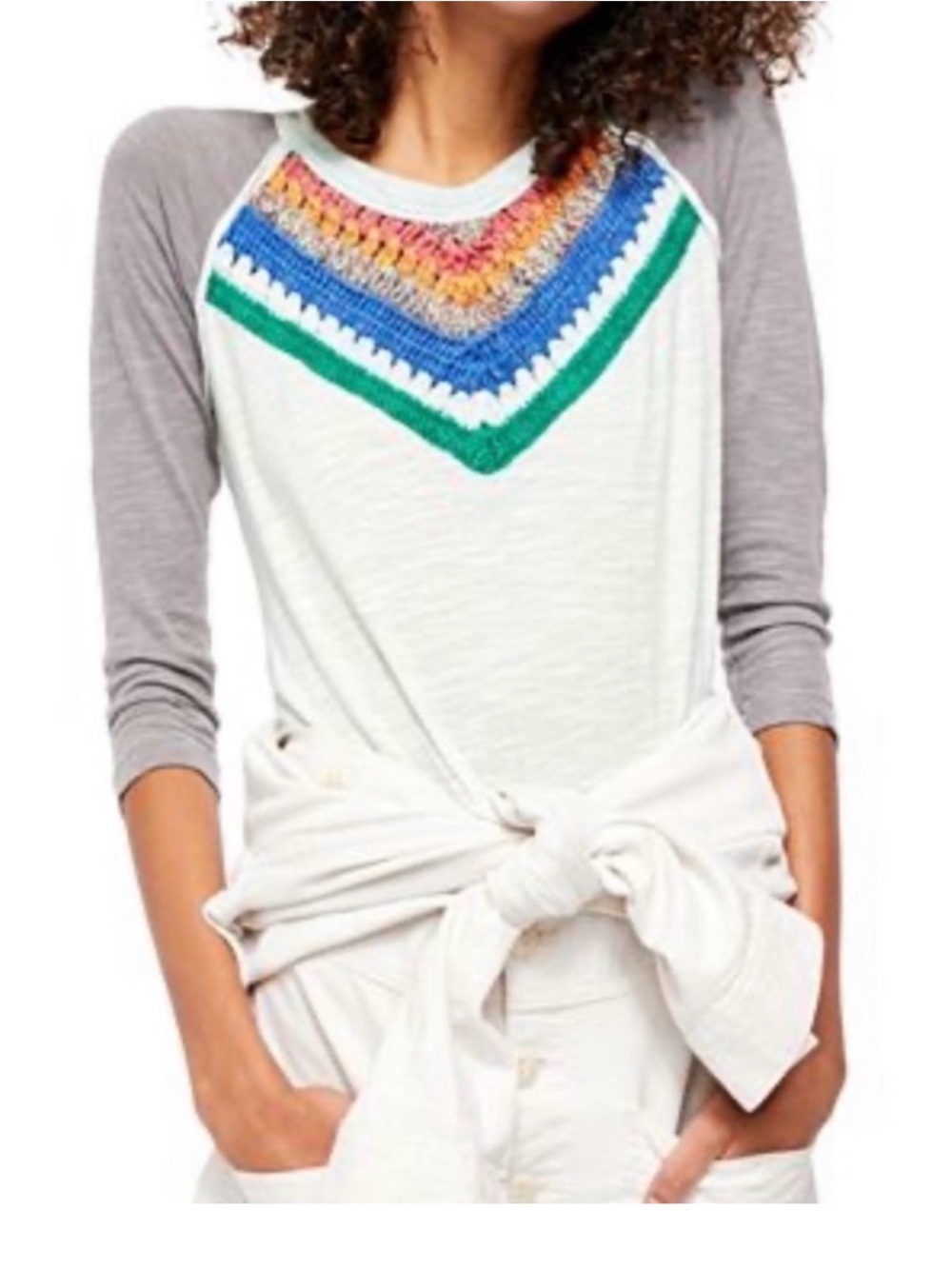 Free People We The Free Crochet Raglan Top XS Boho Festival